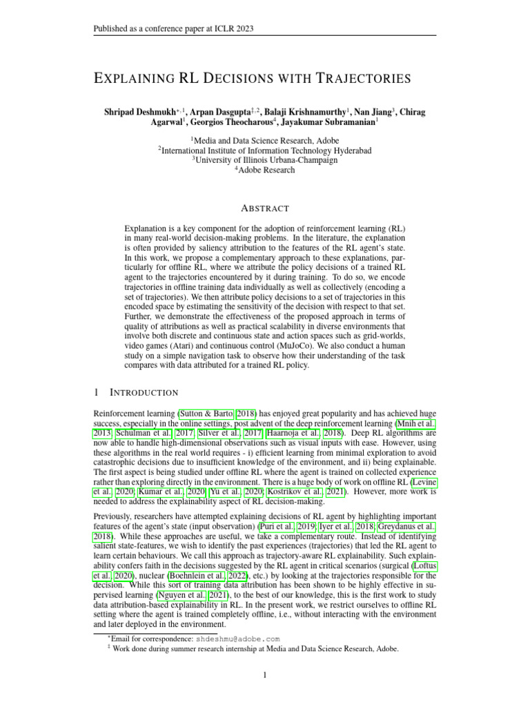 Explaining RL Decisions via Trajectories | PDF | Machine Learning ...