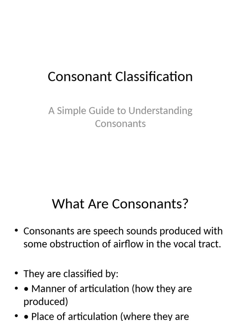Simple Consonants Classification | PDF