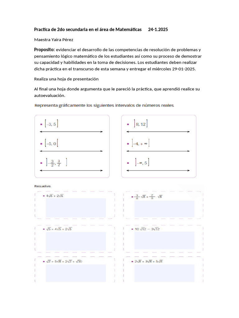 Práctica de Matemáticas 2do Secundaria | PDF