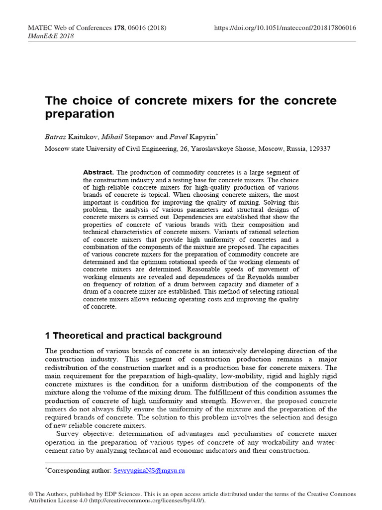 Selecting Optimal Concrete Mixers | PDF | Turbulence | Reynolds Number