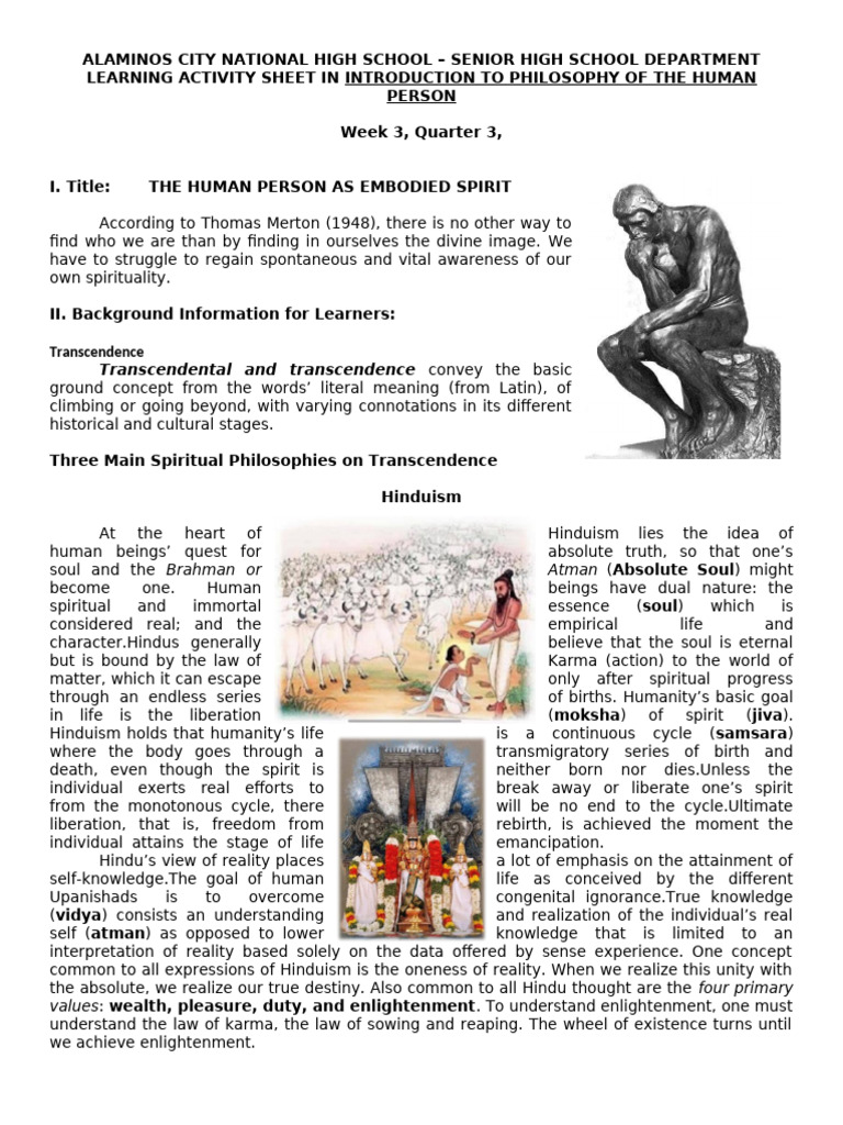Understanding Human Transcendence in Philosophy | PDF | Moksha | Soul