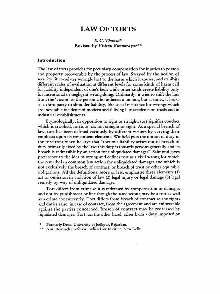 LAW_OF_TORTS | PDF | Tort | Damages