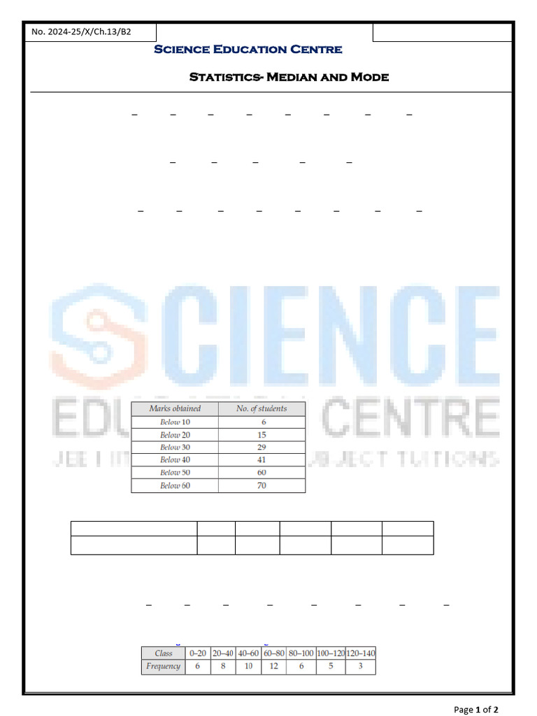 Grade 10 Statistics: Median and Mode Exercises | PDF | Median | Mode ...