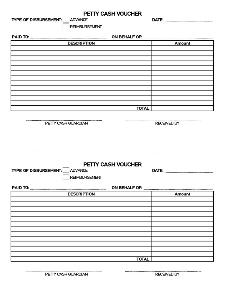 Petty Cash Voucher Template Guide PDF