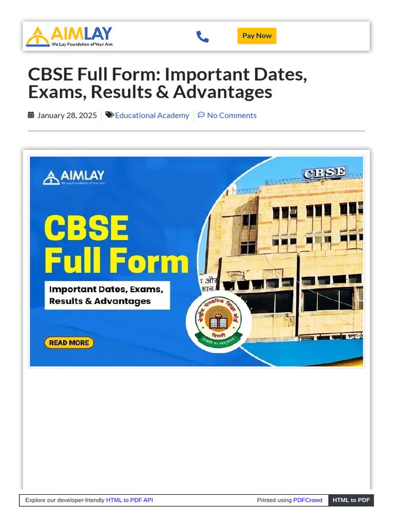 CBSE Full Form: Important Dates, Exams, Results & Advantages | PDF