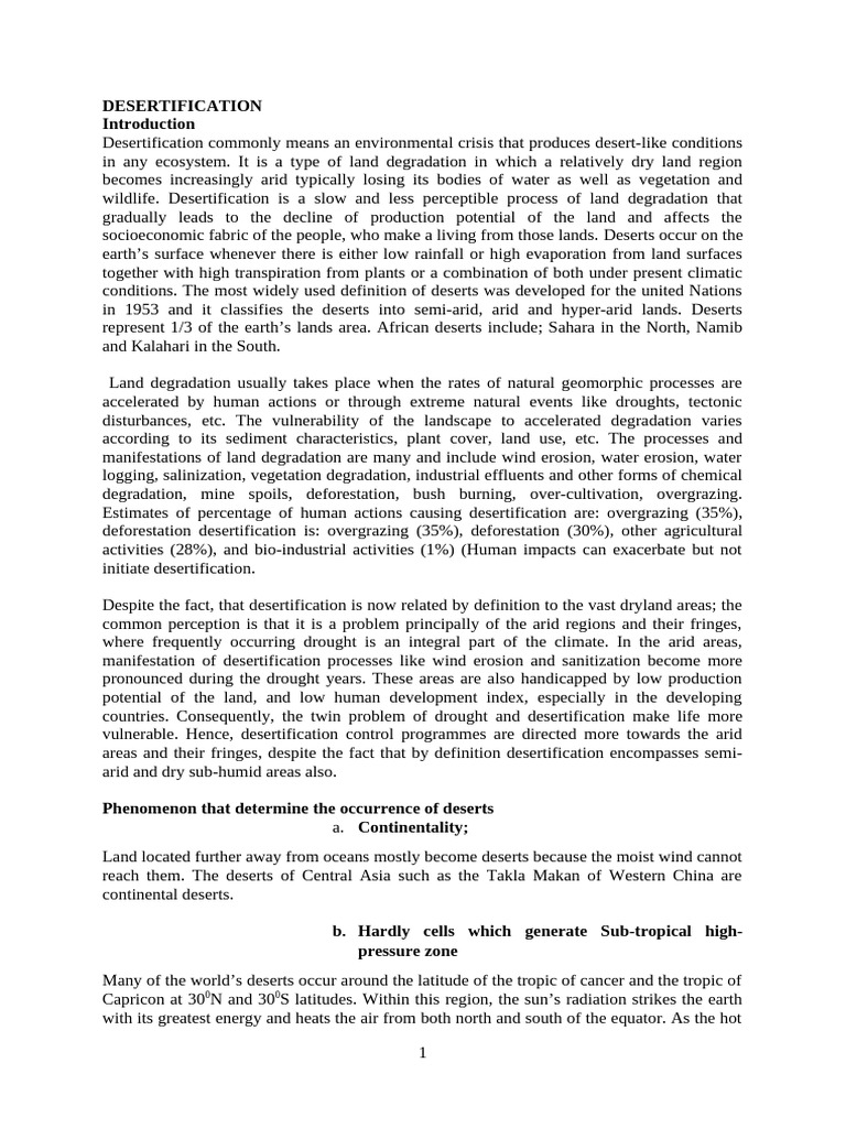 Understanding Desertification Causes & Effects | PDF | Soil | Erosion