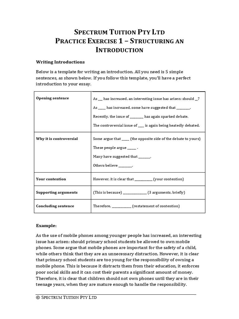 Persuasive Exercise 2 Essay Structure | PDF