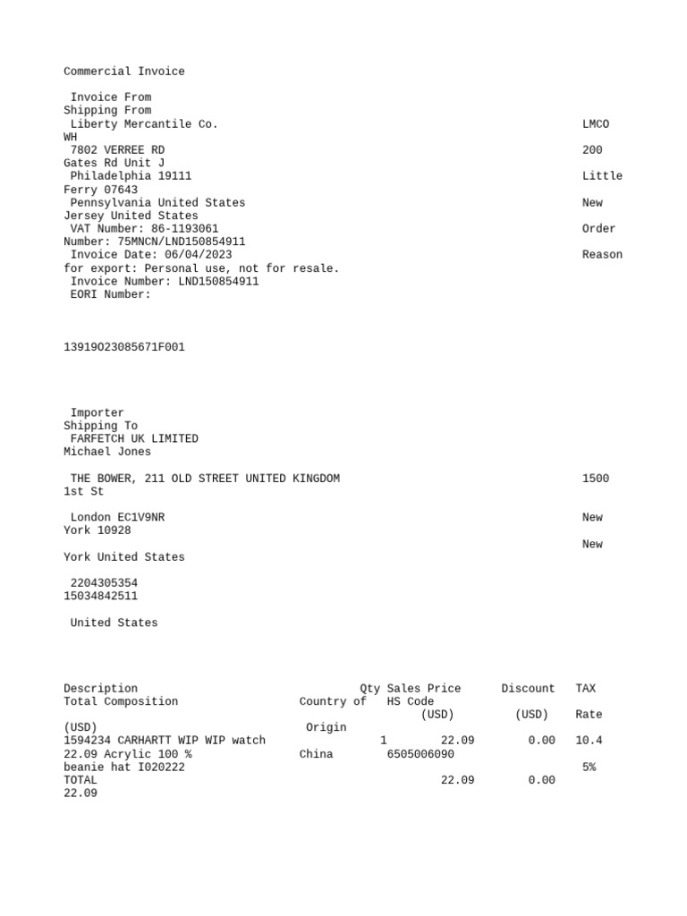 782042619 Farfetch Receipt Template 2 PDF