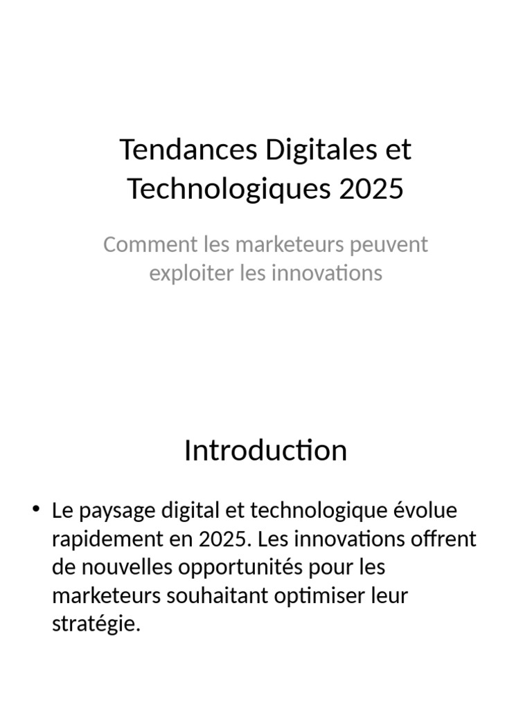 Tendances Digitales 2025 pour Marketeurs | PDF