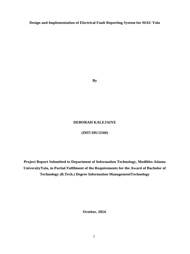 Electrical Fault Reporting System MAU | PDF | Databases | Electricity