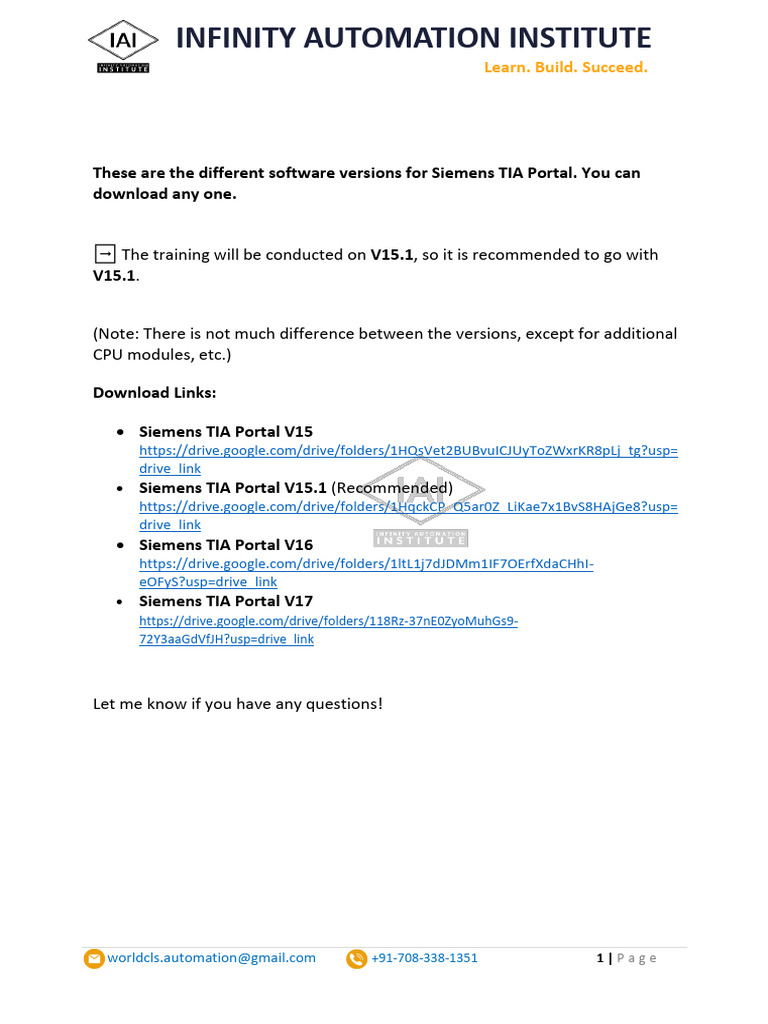 Siemens TIA Portal Software Downloads | PDF