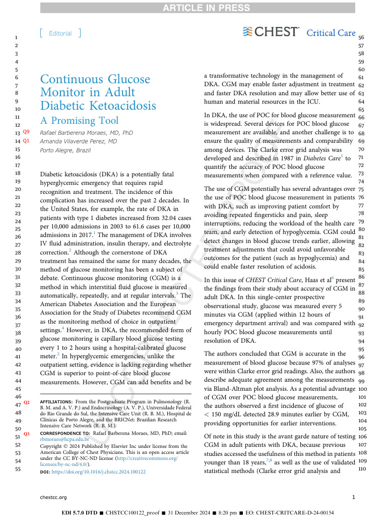 Continuous Glucose Monitor in Adult Diabetic Ketoa | PDF | Clinical ...