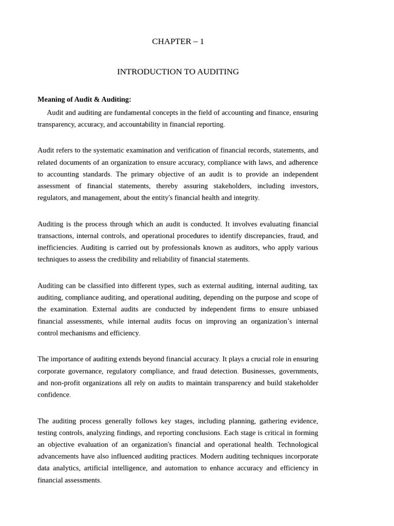 AUDITING REPORT | PDF | Audit | Internal Control