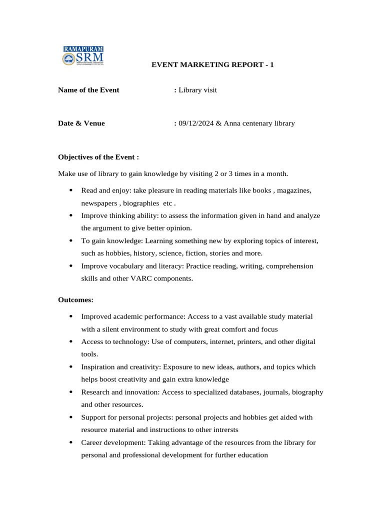 Library Visit Event Report 2024 | PDF