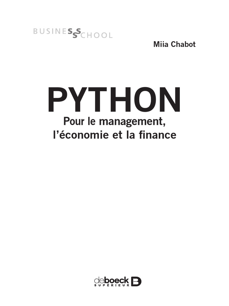 Python pour la finance et l'économie | PDF | Python (Langage de ...