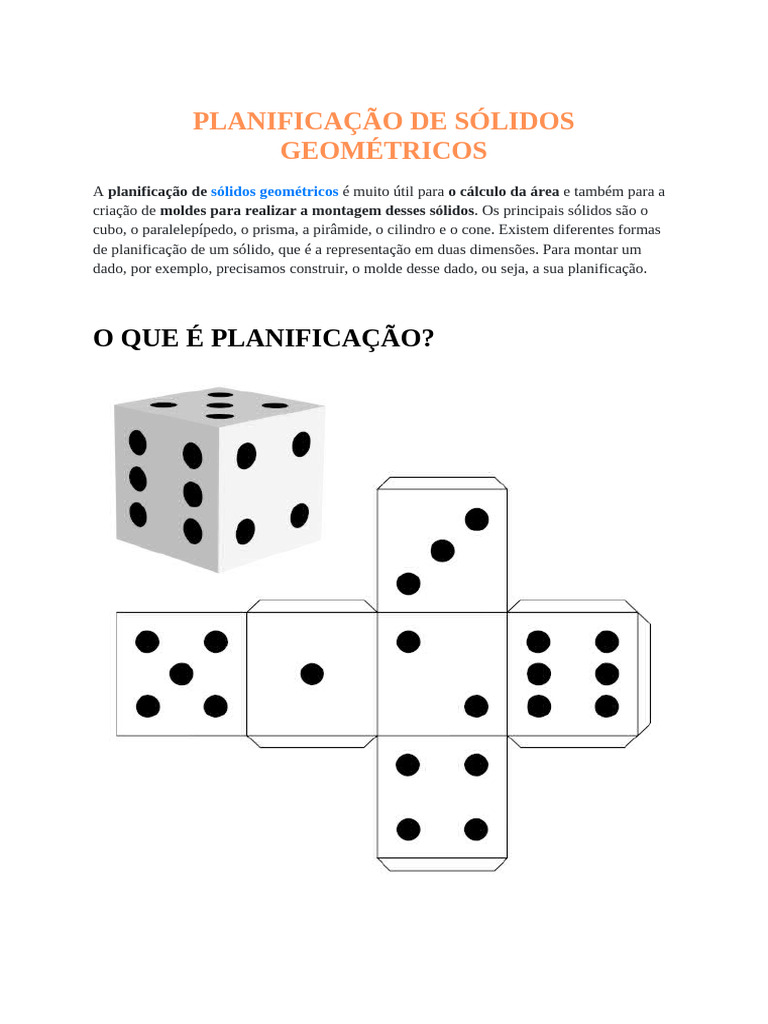 Planificação de Sólidos Geométricos | PDF | Geometria Euclidiana | Polítopo