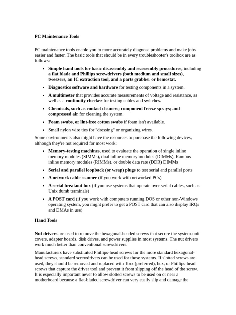 Essential PC Maintenance Tools Guide | PDF | Electrical Engineering ...