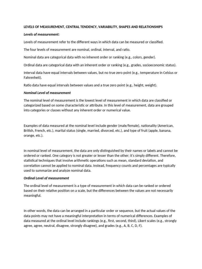 Measurement Levels and Data Analysis Guide | PDF | Level Of Measurement ...