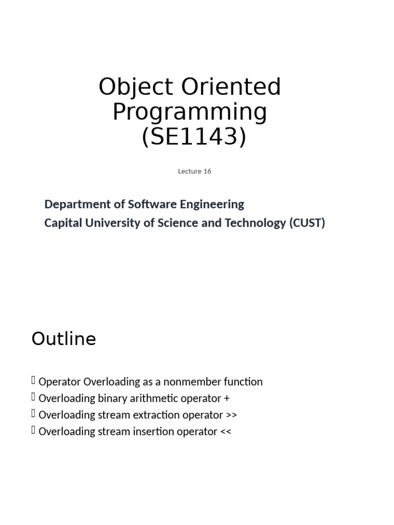 Lecture 16 Operator Overloading-Stream Insertion Extraction ...