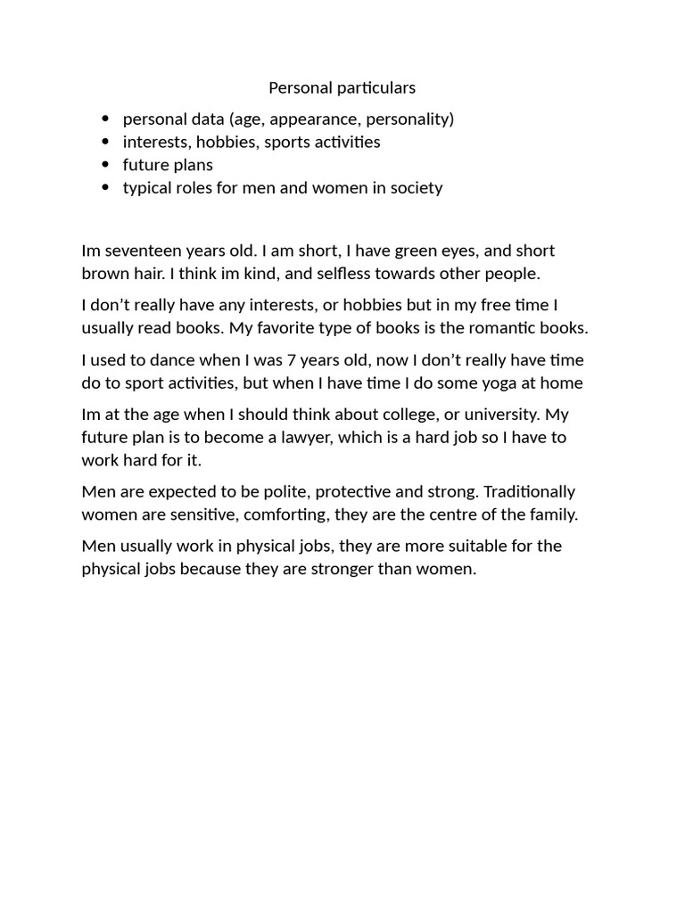 Personal Particulars | PDF