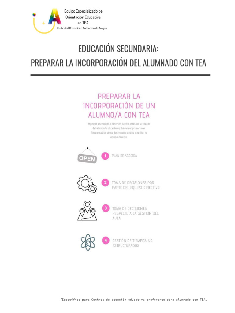 Acogida de Alumnos con TEA en Secundaria | PDF | Autismo | Salón de clases