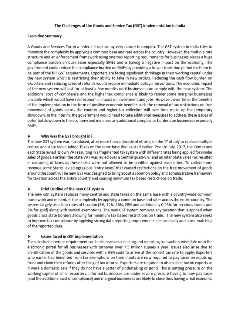 GST Implementation Challenges in India | PDF | Value Added Tax | Taxes