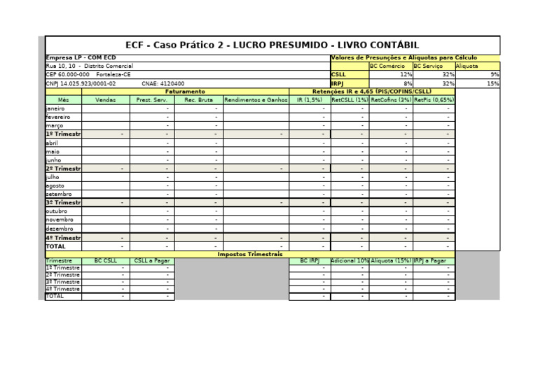 Lucro Presumido: ECF e Cálculo de Impostos | PDF | Imposto de Renda | Renda