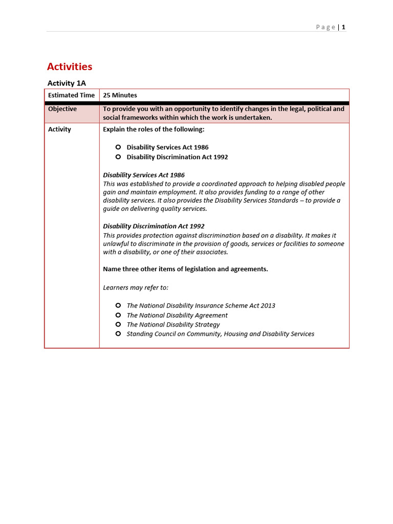 CHCDIS007 - Disability | PDF | Disability | Caregiver