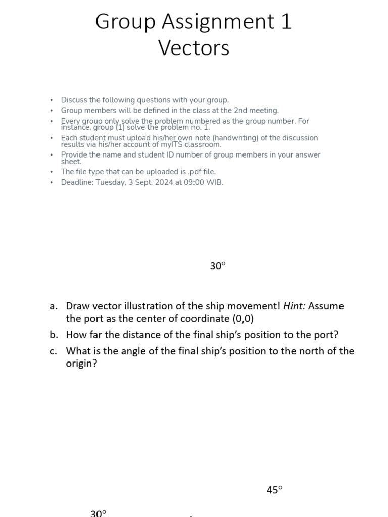Group Assignment: Vector Problems Guide | PDF | Euclidean Vector | Norm ...