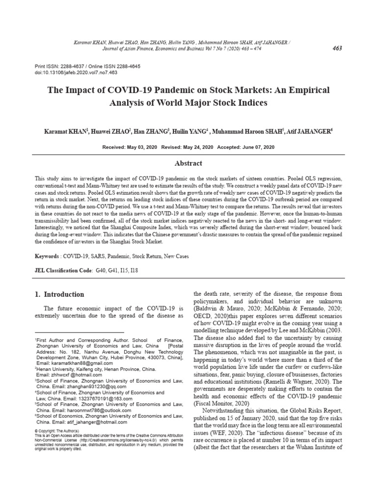 The Impact of COVID-19 Pandemic On Stock Markets - An Empirical ...