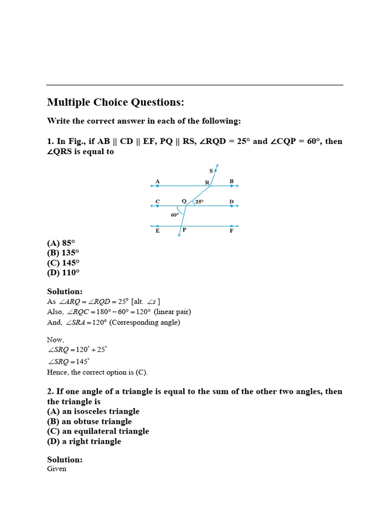 Line and Angle Class 9th SOLUTION 05-02-25 | PDF | Triangle ...