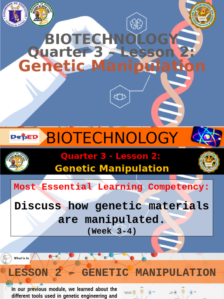 Genetic Manipulation in Biotechnology | PDF | Molecular Cloning | Plasmid