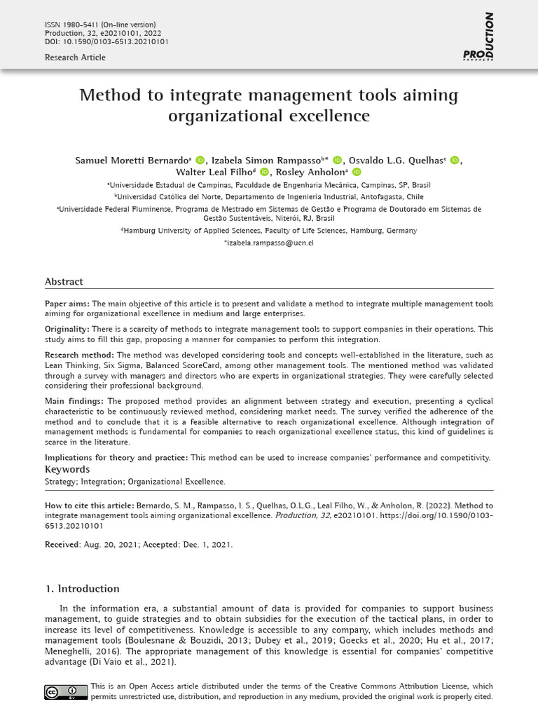 Method To Integrate Management Tools Aiming Organizational ...