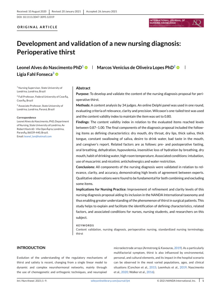 2021 - Leonel Nascimento - Development and Validation of A New Nursing ...
