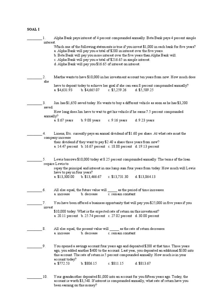 Investment Interest and Future Value Problems | PDF | Present Value ...
