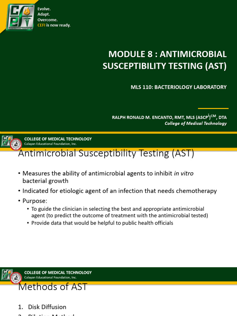Module 8 - Laboratory Methods and Strategies For Antimicrobial ...