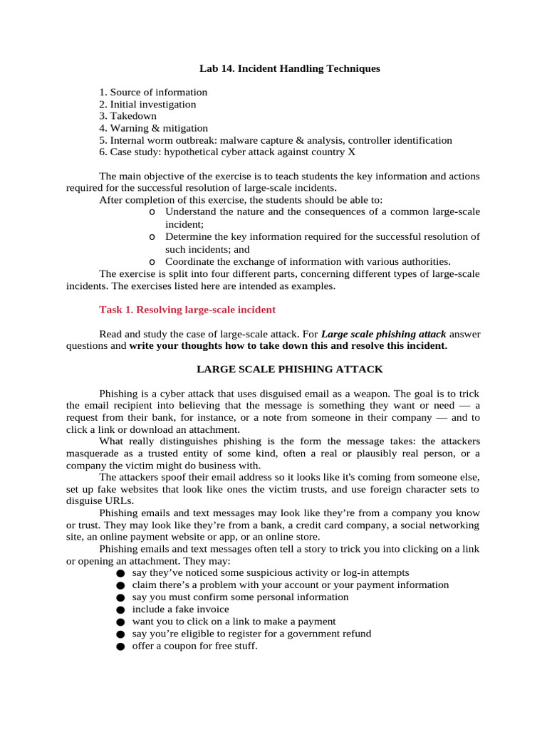 Lab 14 Incident Handling Techniques | PDF | Phishing | Malware