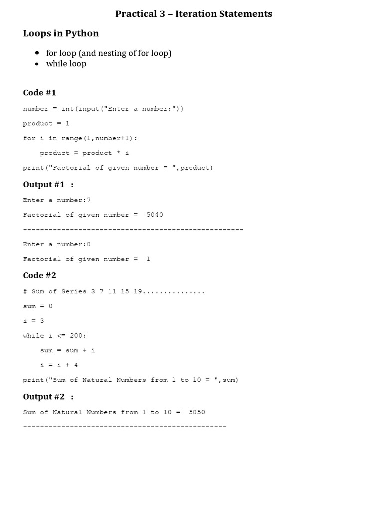 Practical 3 Iteration Statements | PDF | Computer Engineering ...