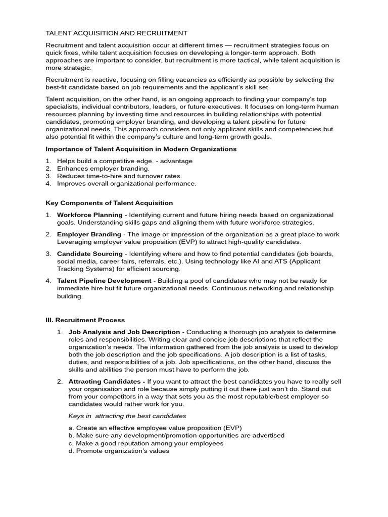 Talent Acquisition vs. Recruitment Explained | PDF | Recruitment | Job ...
