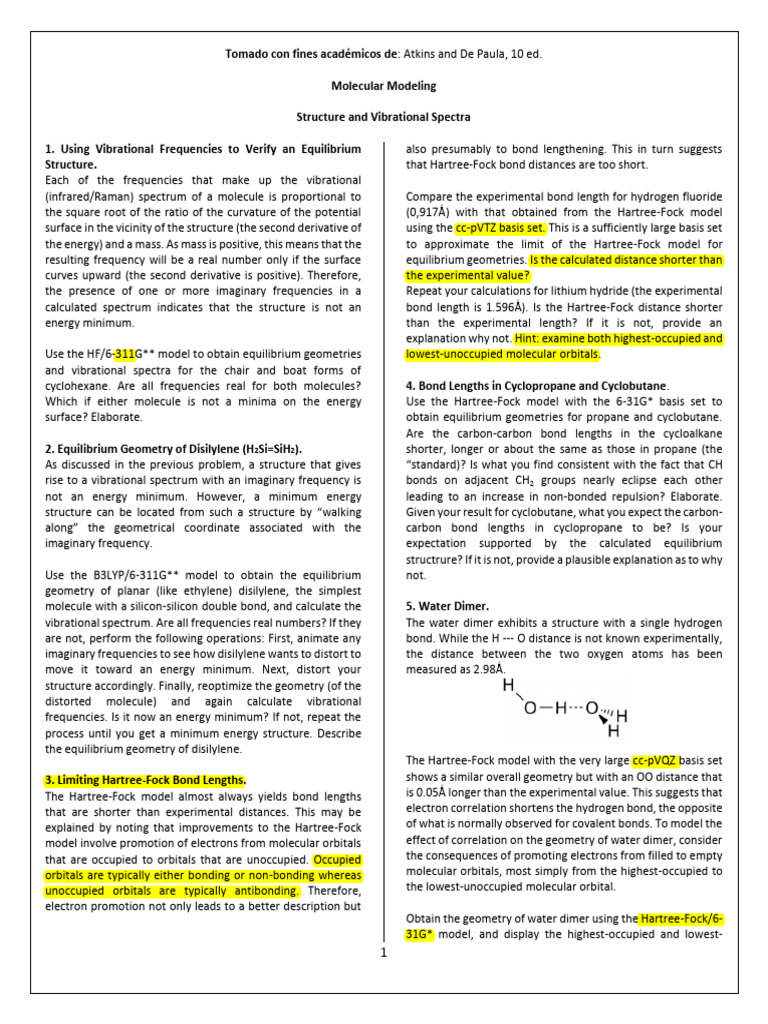 Molecular Modeling and Vibrational Analysis | PDF | Chemical Bond ...