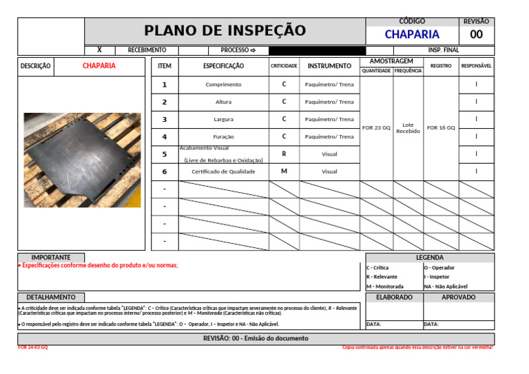 Plano de Inspeção de Chaparia | PDF