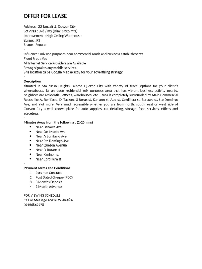 OFFER FOR LEASE | PDF