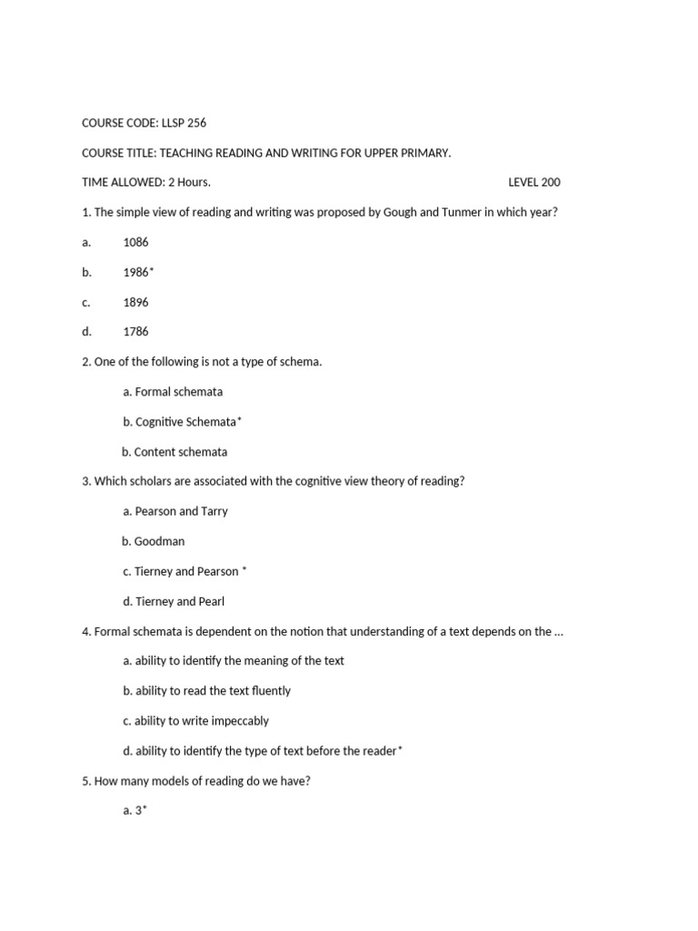 End Of Second Semester Examination Pdf Reading Comprehension