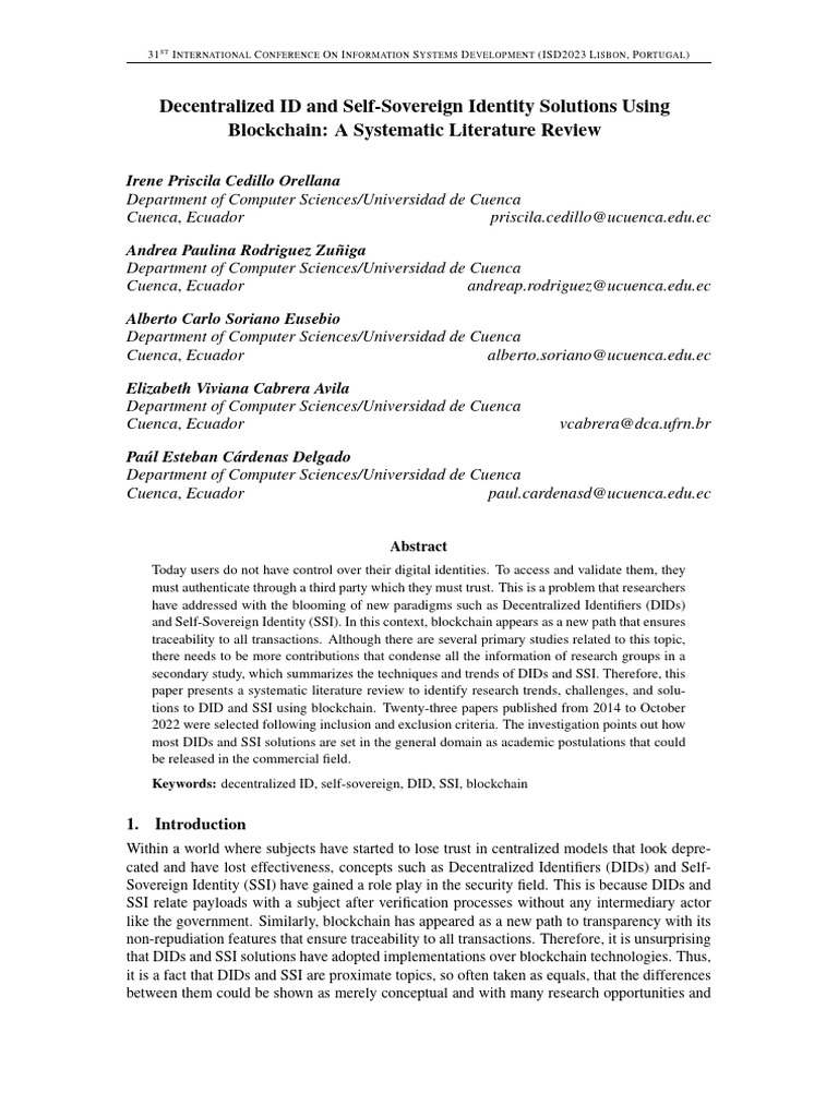 Decentralized Identity Solutions Review | PDF | Public Key Cryptography ...