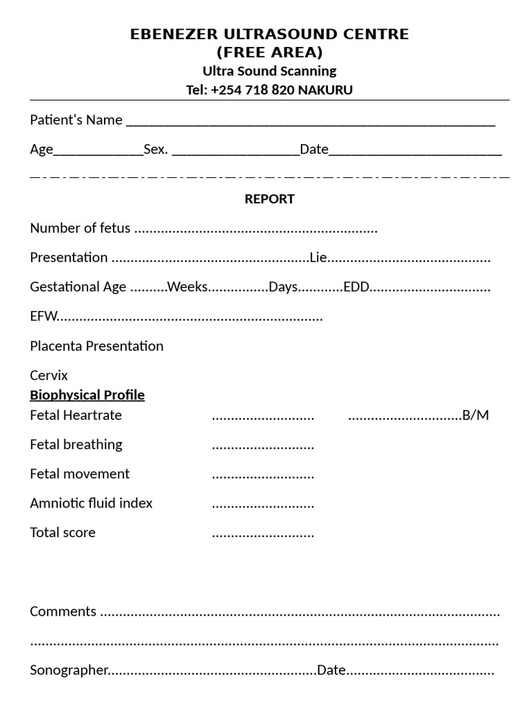 Ultrasound Report Template for Patients | PDF