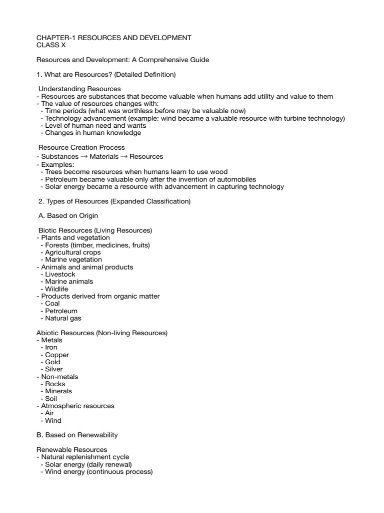 Chapter 1 Resources and Development Class X | PDF | Soil | Agriculture