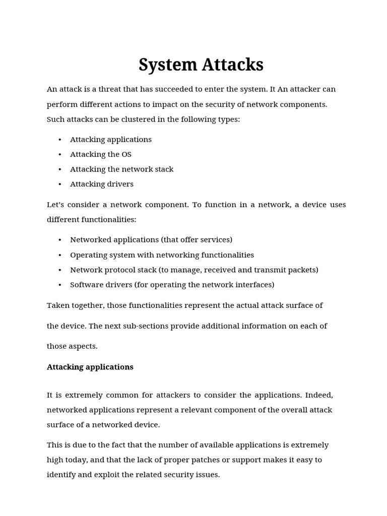 Types of System Attacks Explained | PDF | Denial Of Service Attack ...
