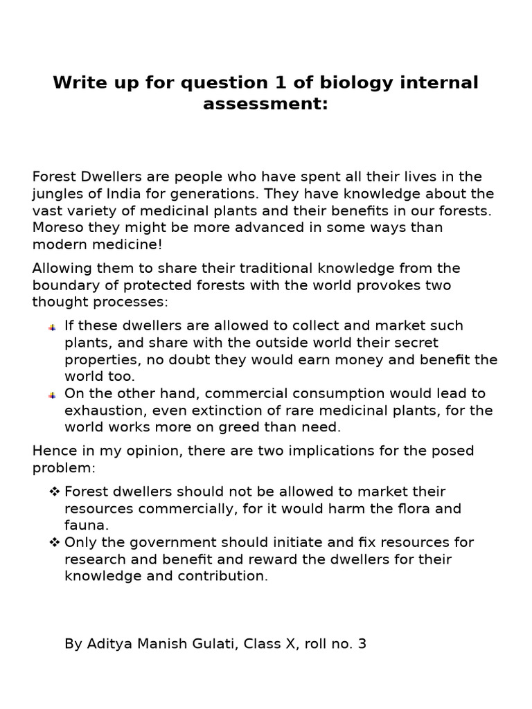 Biology Internal Assessment | PDF