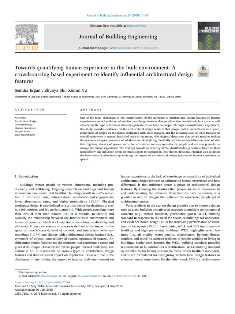 Towards Quantifying Human Experience in The Built Environment | PDF ...