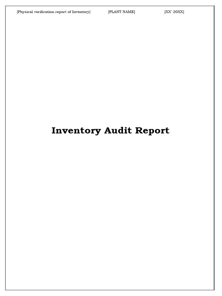 Inventory Physical Verification Report | PDF | Inventory | Warehouse